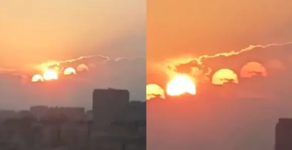 (Video) ¿Qué? Captan extraño fenómeno de 7 soles en ciudad de China