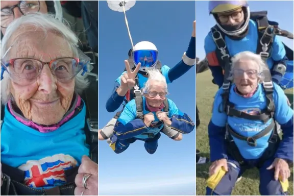Manette Baillie: La mujer de 102 años que rompió el récord de salto en paracaídas