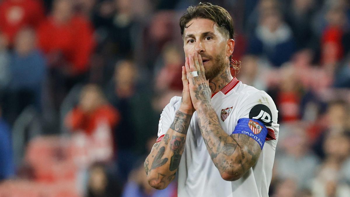 Sergio Ramos tras fallar una ocasión en los ultimos instantes del partido ante Osasuna